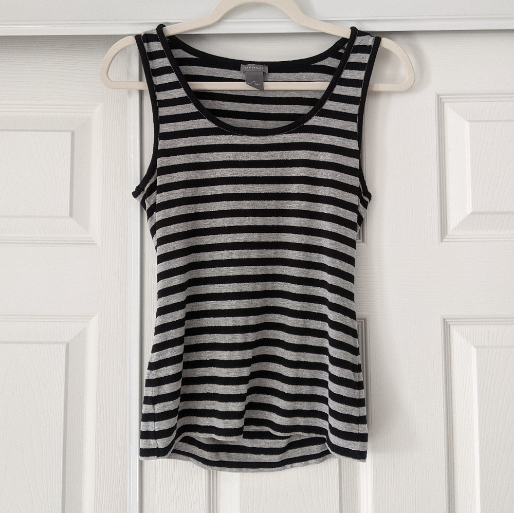 Ann Taylor Striped Tank Top with Glitter Accent